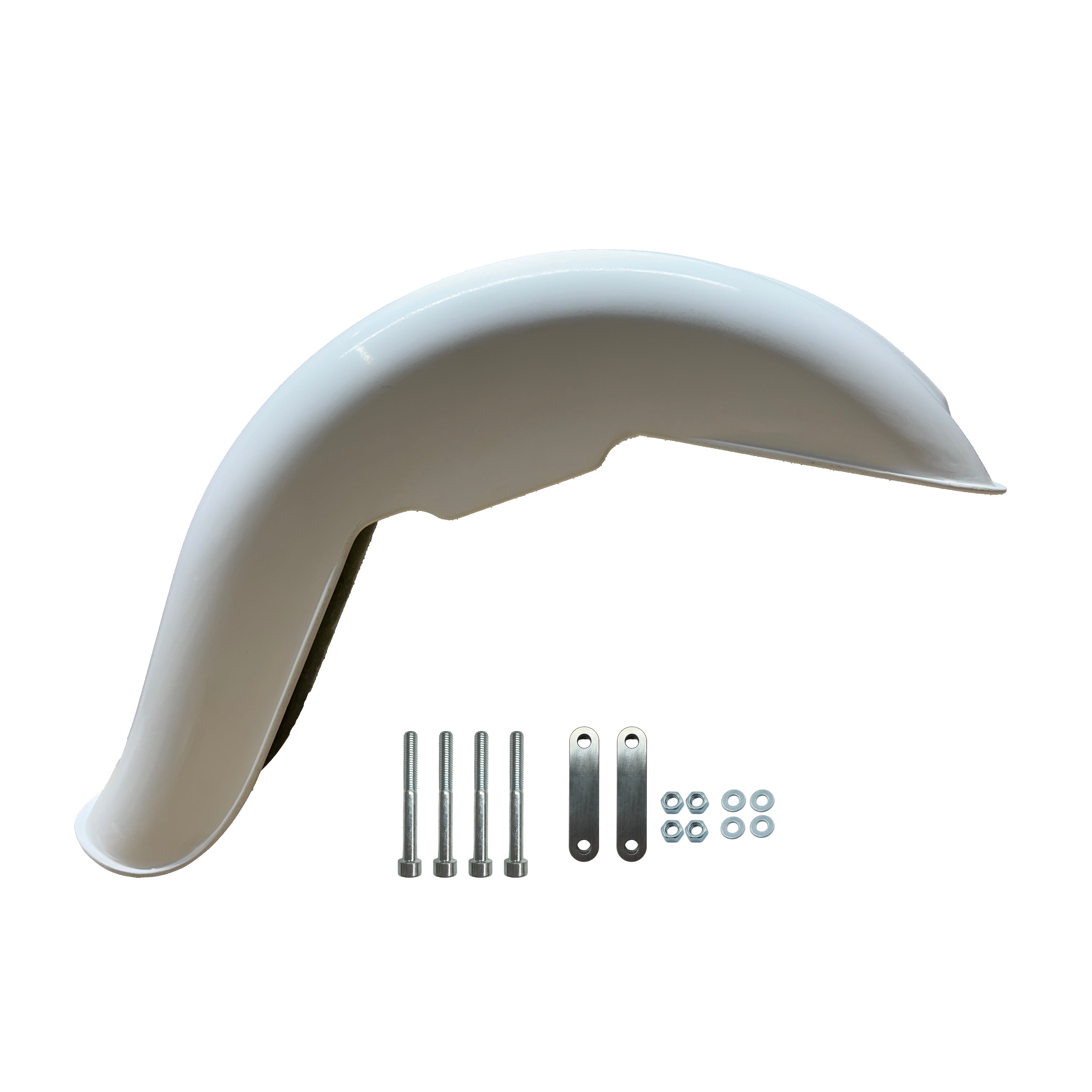 Chicano style front fender for 21" wheel softail side view