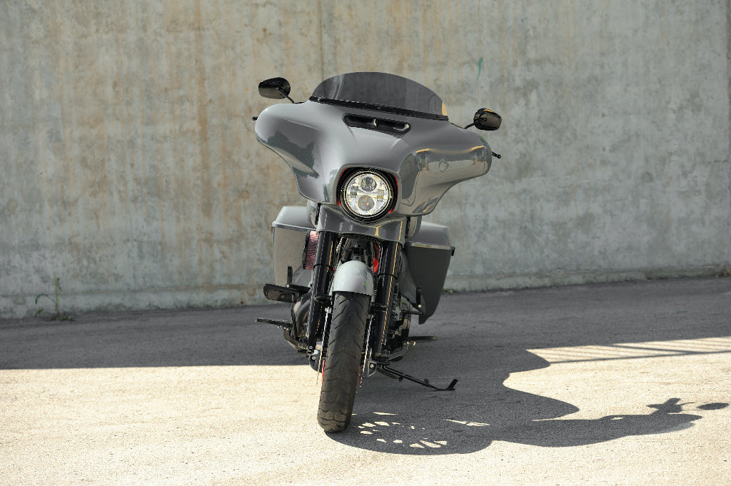Harley Davidson Street Glide photographed from front