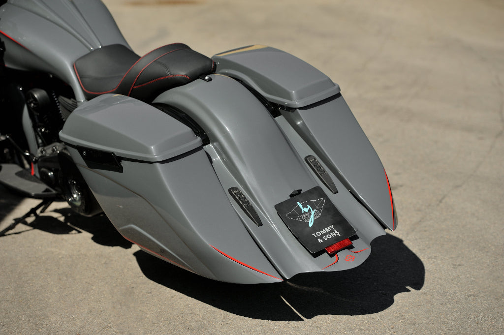 Billow stretched saddlebags and fender for Harley Davidson Touring models.