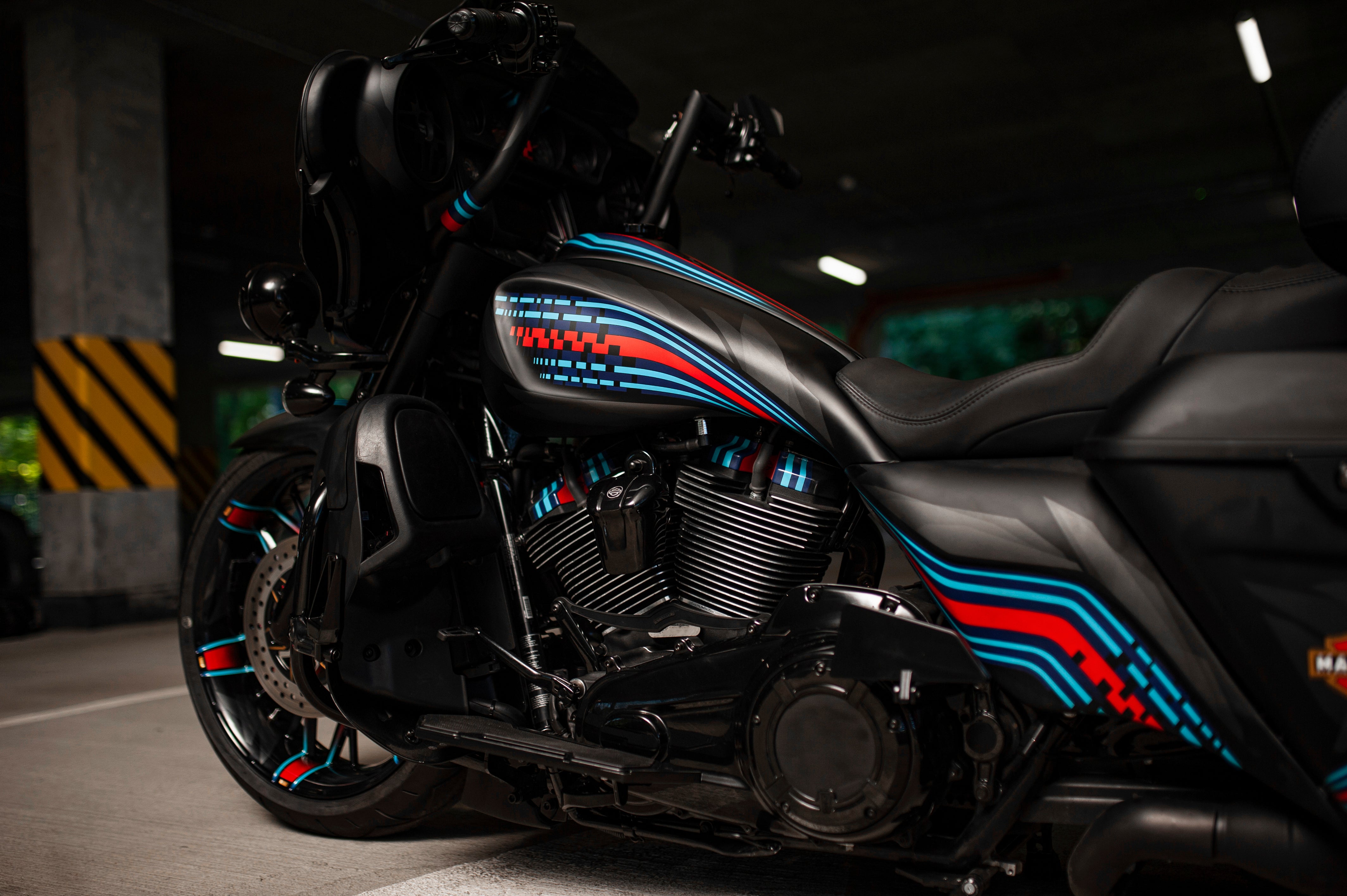 Morocco style side covers for Harley Davidson Touring 2014-2023 models blue