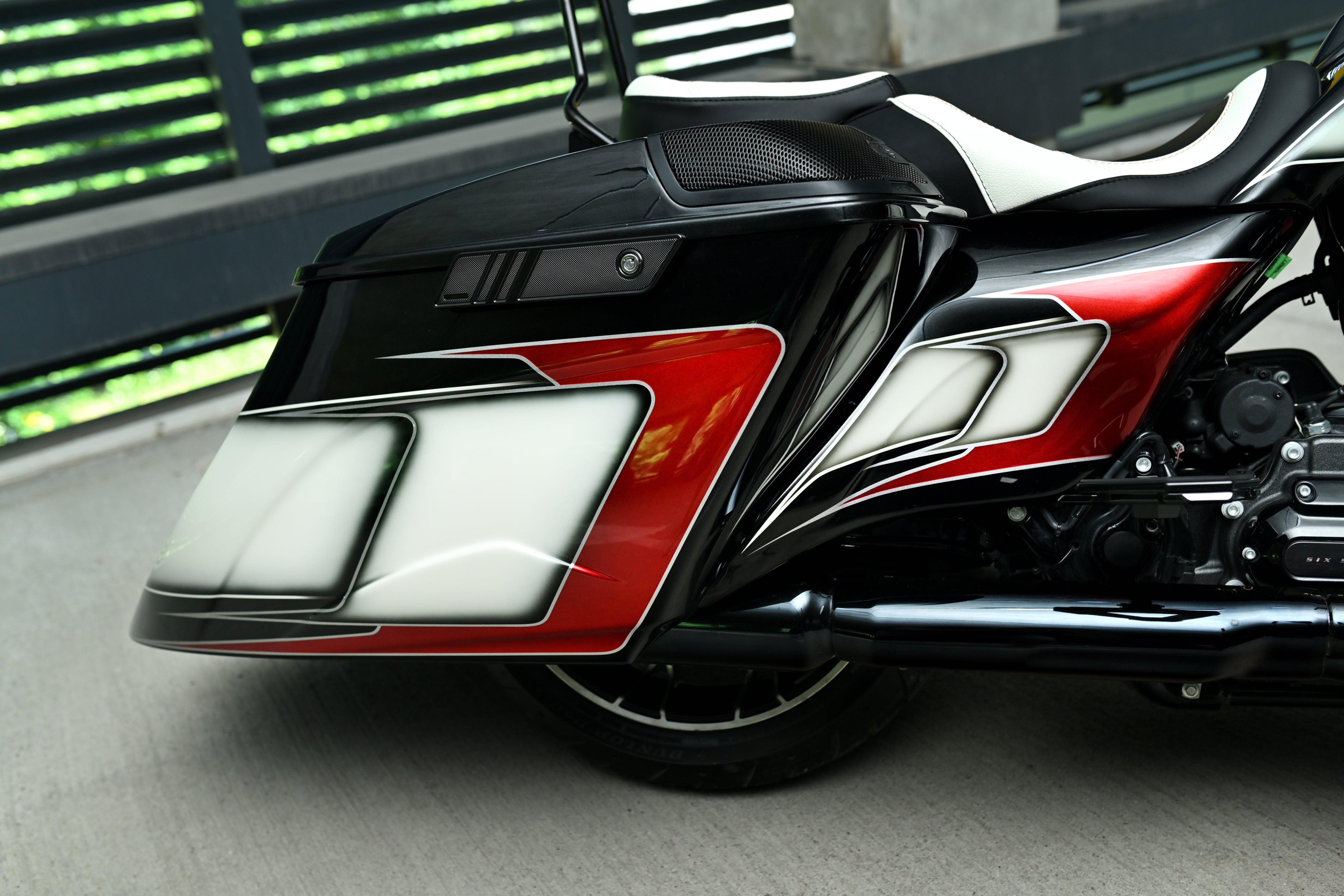 Morocco style side covers for Harley Davidson Touring 2014-2023 models red