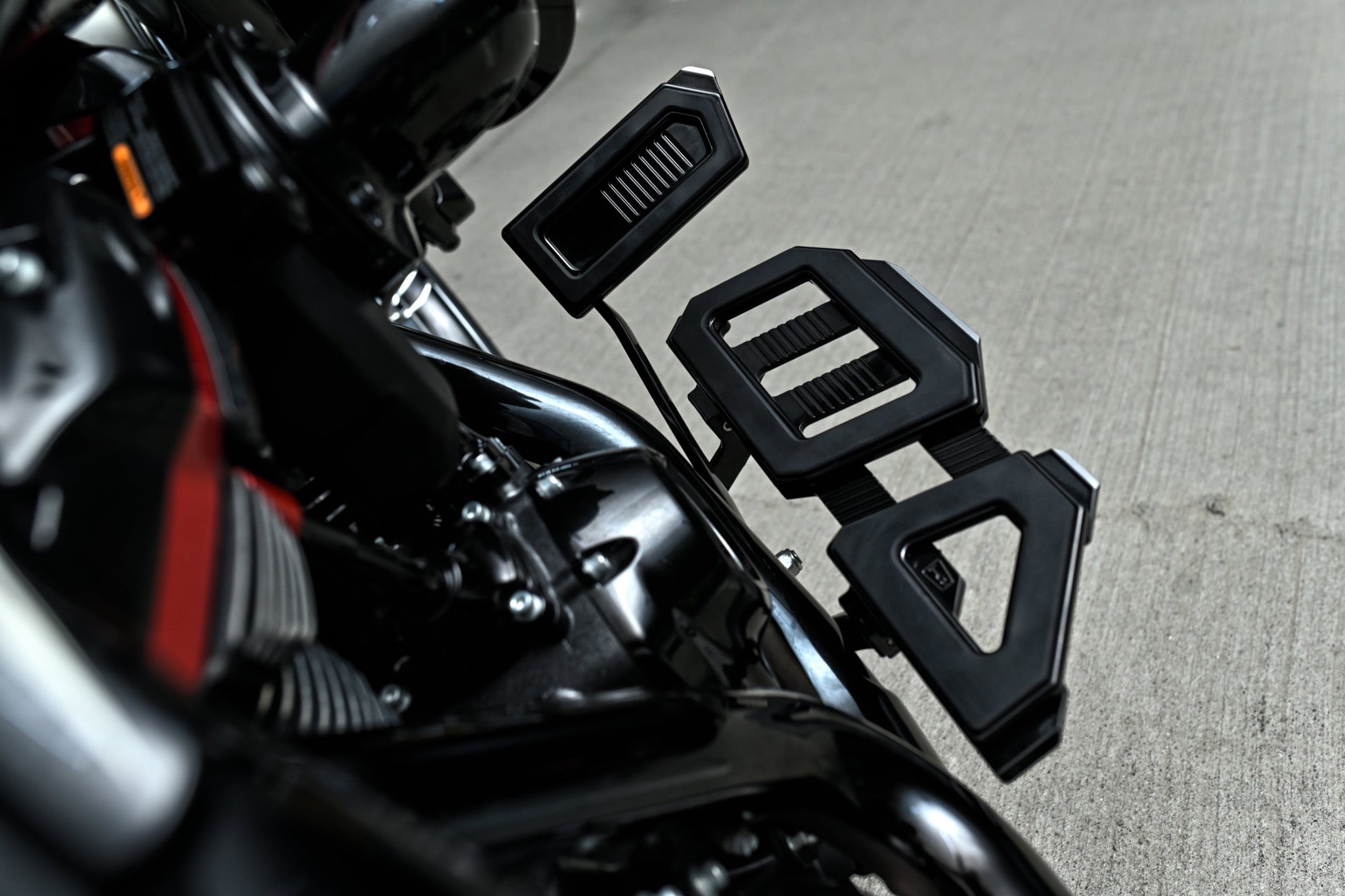 Performance series Brake Pedal for Harley Davidson Touring and Sotail models, on motorcycle