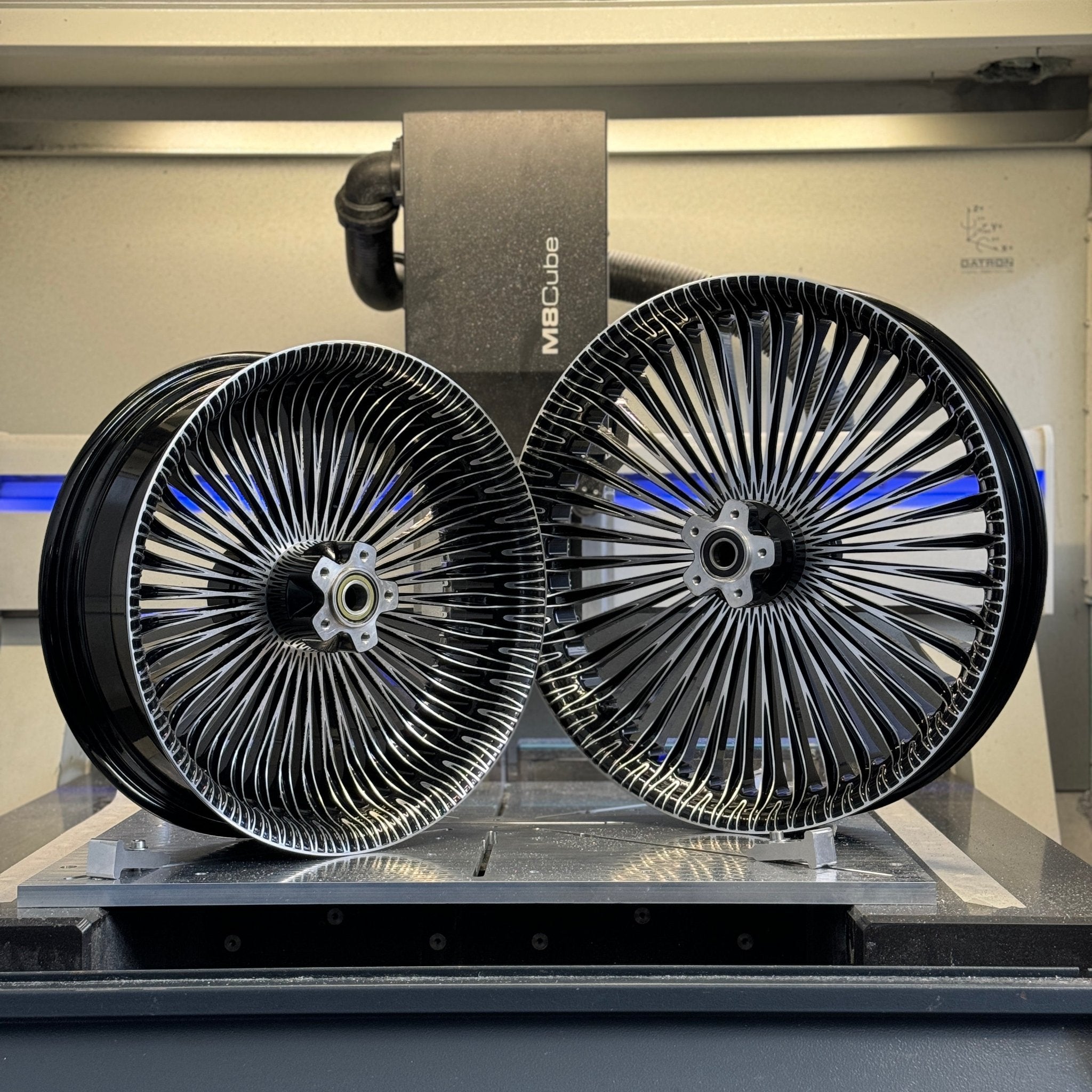 Sly Spoke custom forged wheel for Harley Davidson motorcycle combined