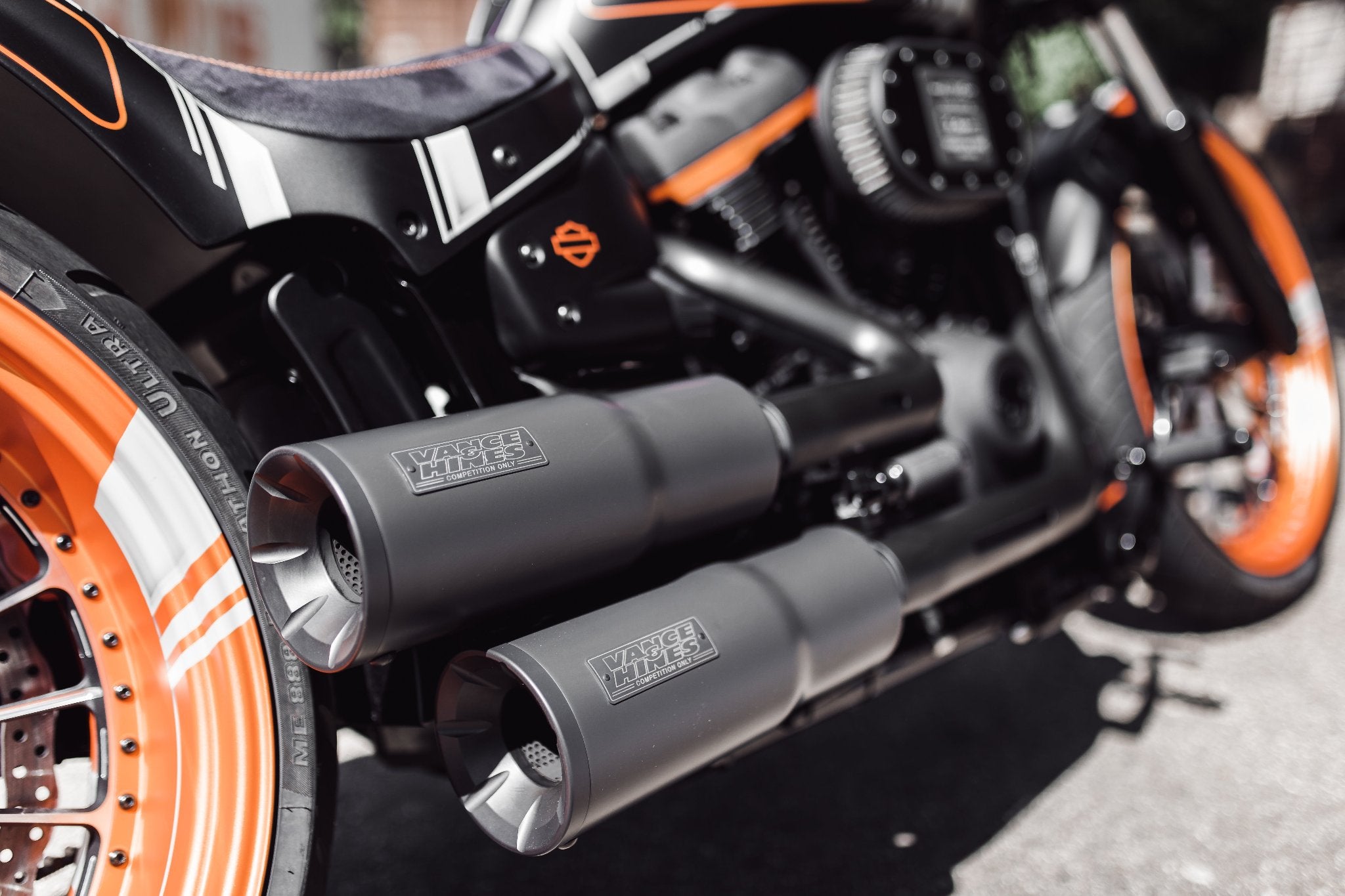 Custom Vance&Hines exhaust on Altus Harley Davidson Breakout motorcycle