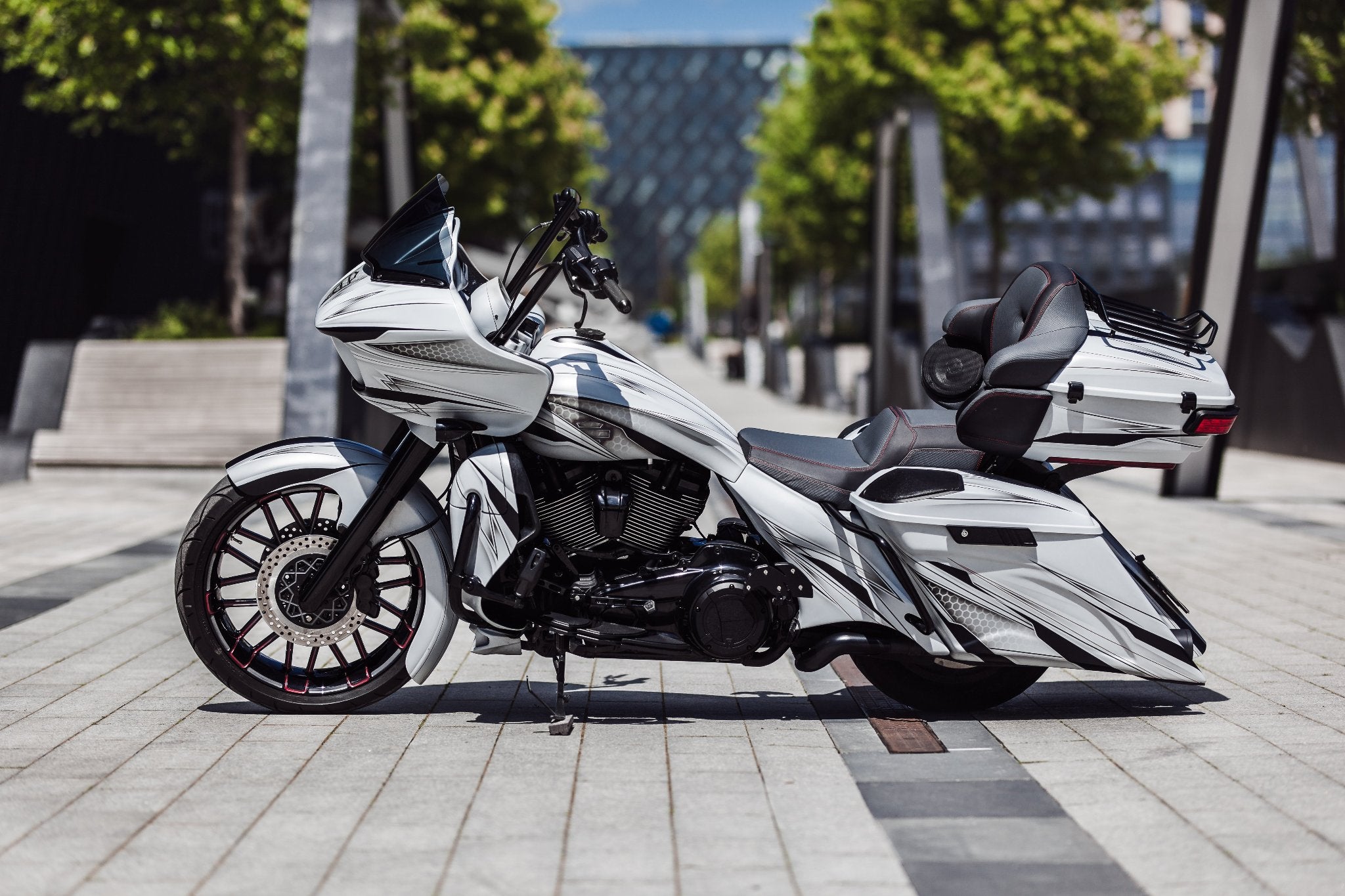 Custom Harley Davidson Road Glide with body kit by Tommy&Sons photographed from the right side
