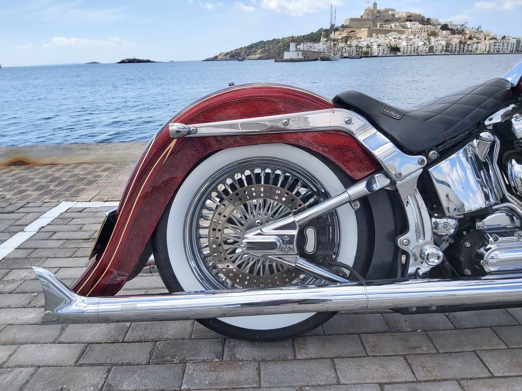 Chicano style Stretched Rear Fender for Harley Davidson Softail from 2000 to 2017 - Tommy&Sons