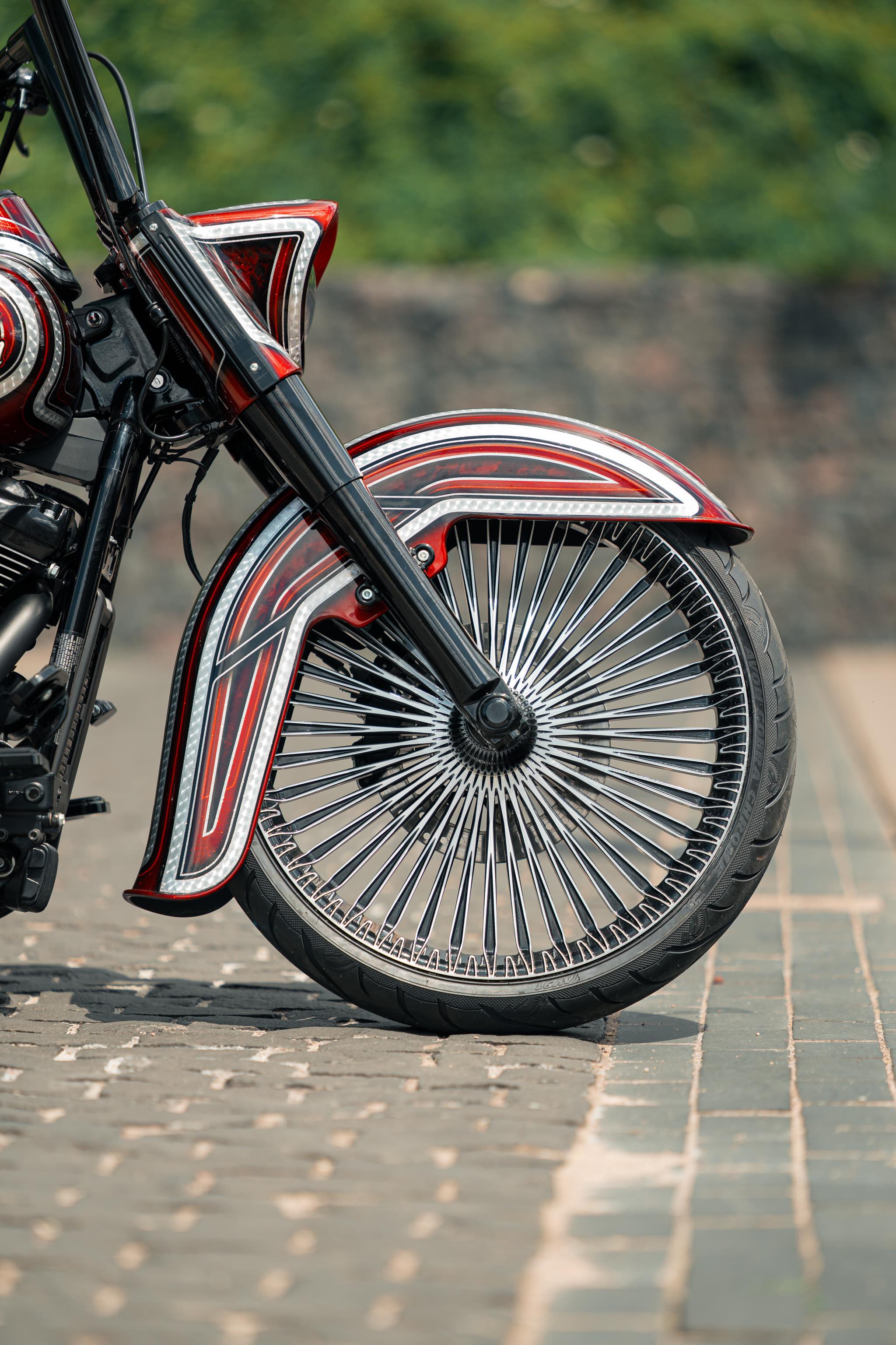 Close up shot of the chicano style 23" front fender