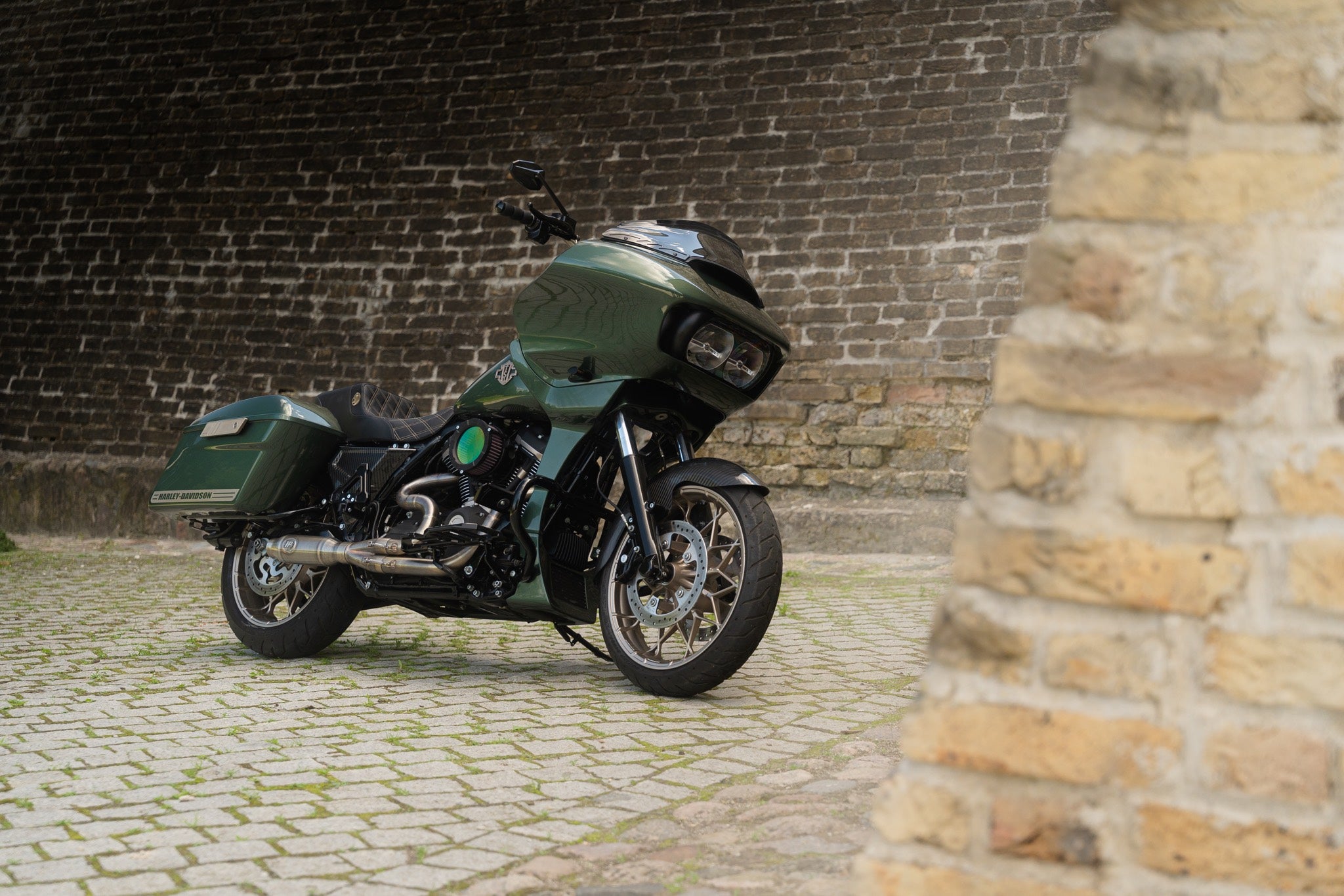 Green Harley Davidson Road Glide Performance bagger