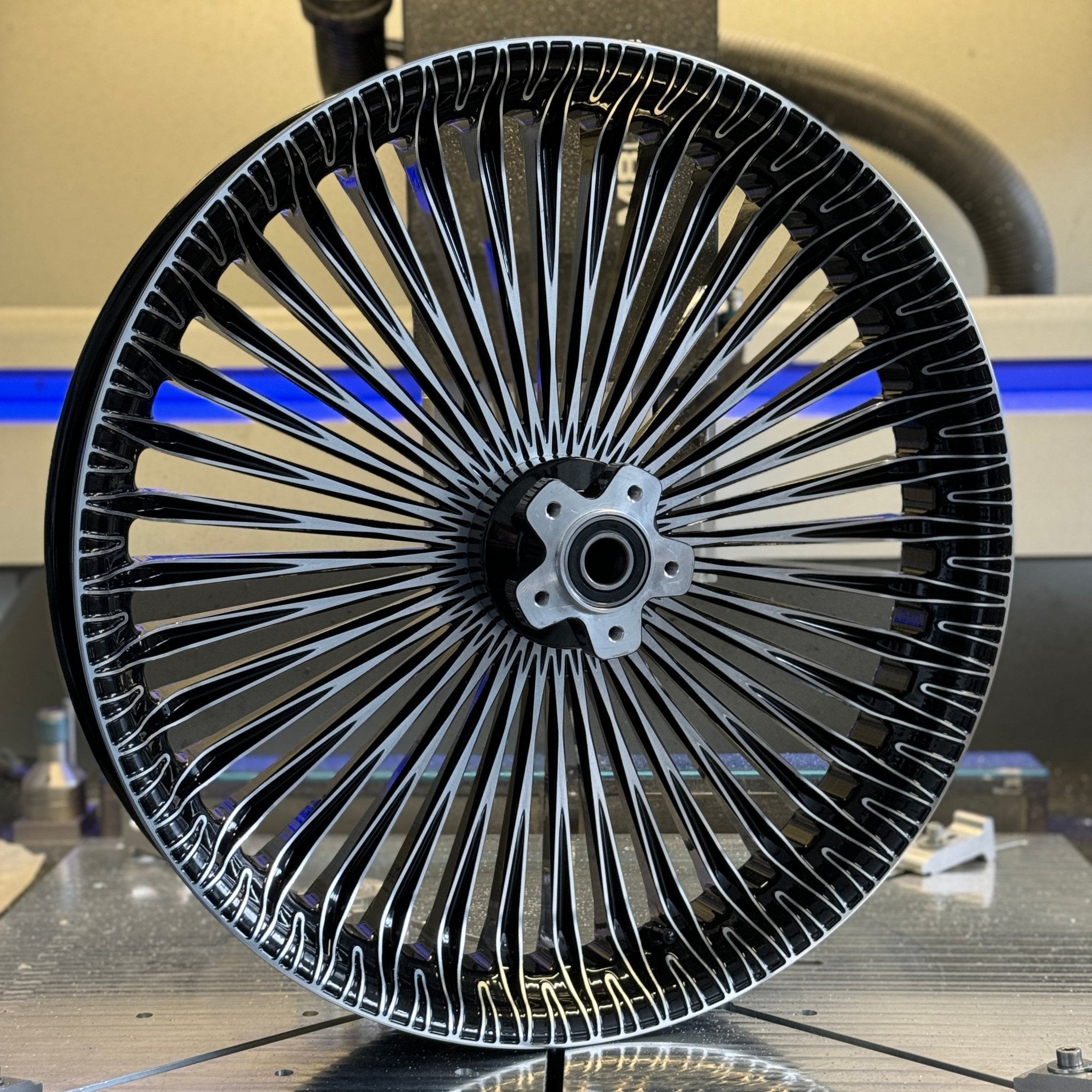 Sly Spoke custom forged wheel for Harley Davidson motorcycles side view