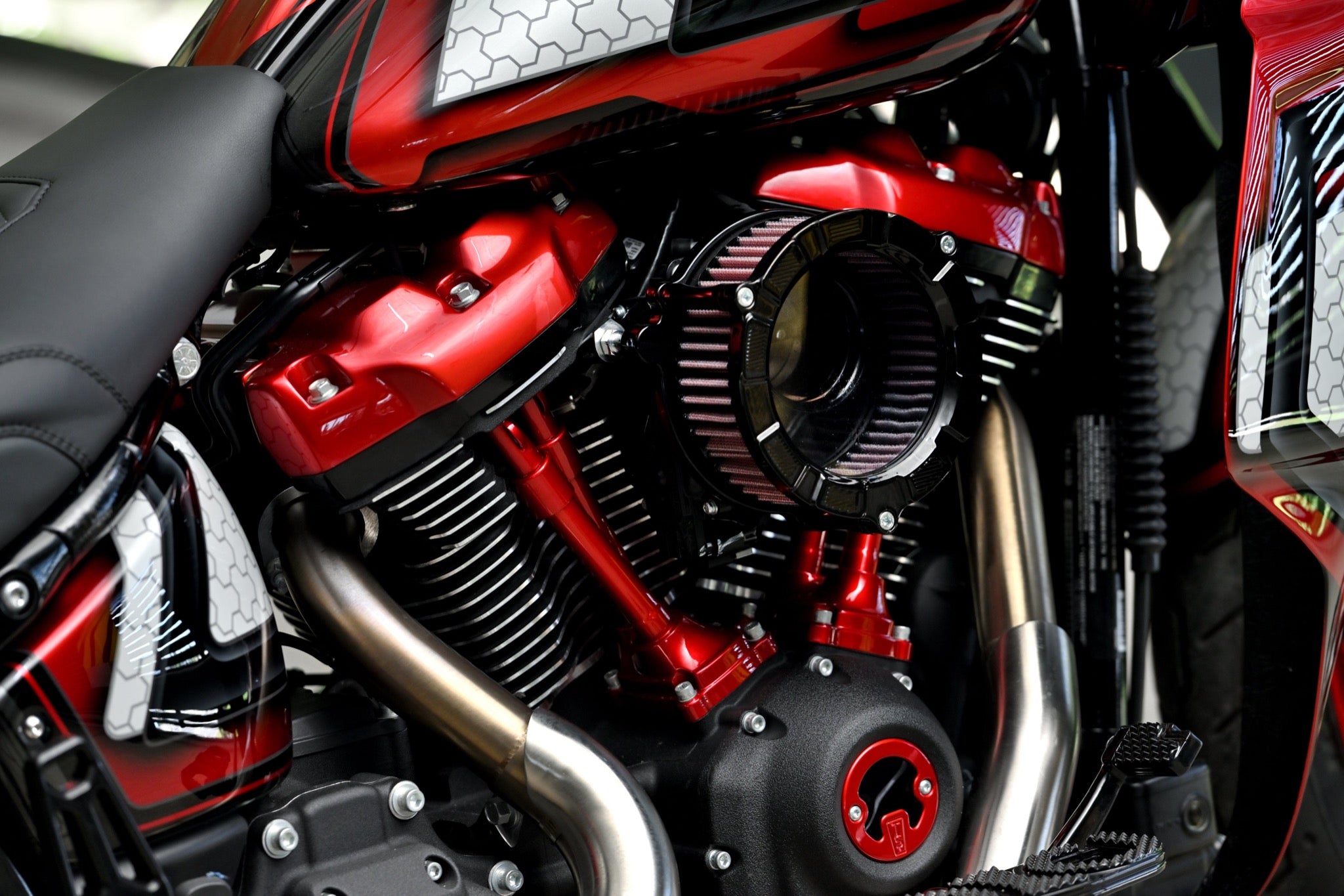 Harley Davidson Milwaukee-8 Touring, Softail Transparent air filter red